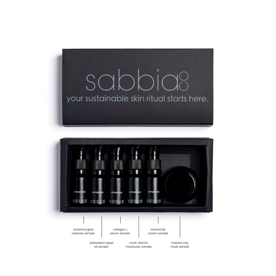 Sabbia Co acne, vegan, barrier repair, refill skincare, blackheads, pores, brightening, breakouts, antiaging, sensitive